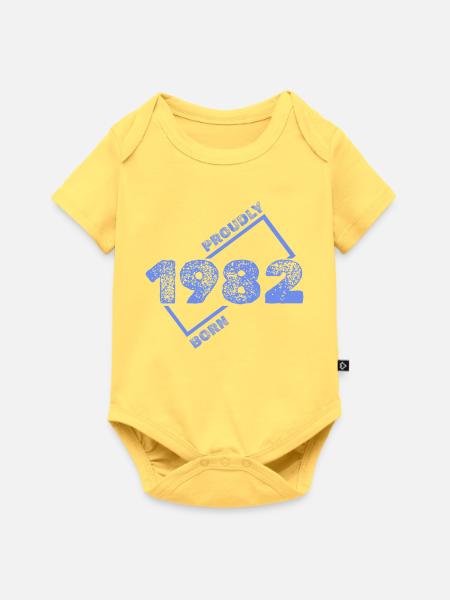 1982 1982 - Baby Premium Kurzarmbody - Pastellgelb