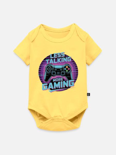 Less Talking More Gaming - Baby Premium Kurzarmbody - Pastellgelb