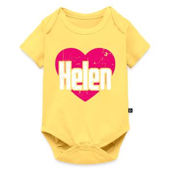 I Love Helen Pinkes Herz Ich liebe Helen - Baby Premium Kurzarmbody - Pastellgelb - Vorne