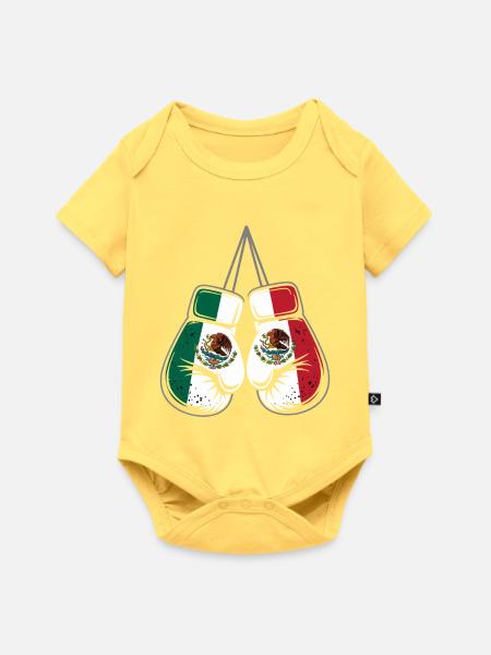 Mexiko Flaggen Boxhandschuhe - Baby Premium Kurzarmbody - Pastellgelb
