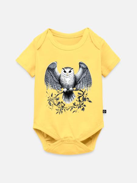 Magische Schneeule - Baby Premium Kurzarmbody - Pastellgelb