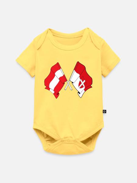 Österreich & Wien-Kreuzflaggen - Baby Premium Kurzarmbody - Pastellgelb