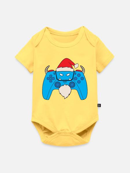 Yeti Videospiel-Controller Weihnachts-Gamer Yeti - Baby Premium Kurzarmbody - Pastellgelb