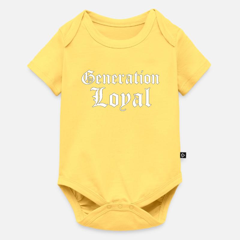 Design typographique gothique de la génération Loyal - Body à manches courtes Premium Bébé - jaune pastel