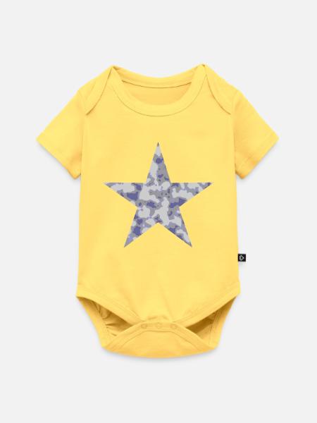 Stern Camouflage - Baby Premium Kurzarmbody - Pastellgelb
