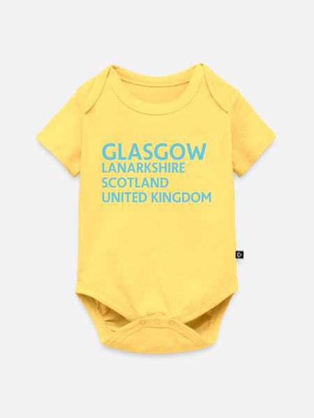 Glasgow – Scotland Textdesign - Baby Premium Kurzarmbody - Pastellgelb