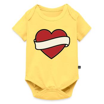 Tattoo Heart Banner Scroll Vector - Baby Premium short-sleeve bodysuit - sky yellow - Front