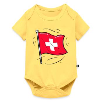 Drapeau suisse Patriot Design - Body à manches courtes Premium Bébé - jaune pastel - Devant