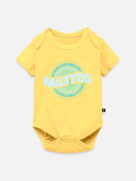 Geschenk für Matteo - Baby Premium Kurzarmbody - Pastellgelb