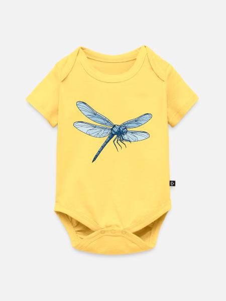 Geometrische Drachenfliege Blau - Baby Premium Kurzarmbody - Pastellgelb