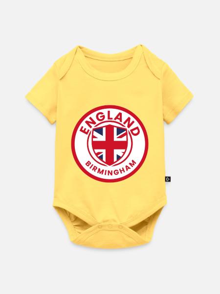 Birmingham Union Jack Abzeichen - Baby Premium Kurzarmbody - Pastellgelb