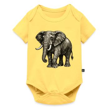 Illustration d’éléphants vintage – Pouvoir & Nature - Body à manches courtes Premium Bébé - jaune pastel - Devant