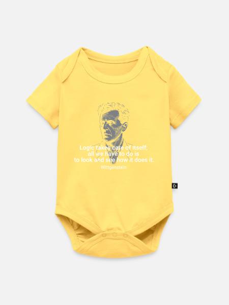 Wittgenstein-Logik-Zitatporträt - Baby Premium Kurzarmbody - Pastellgelb