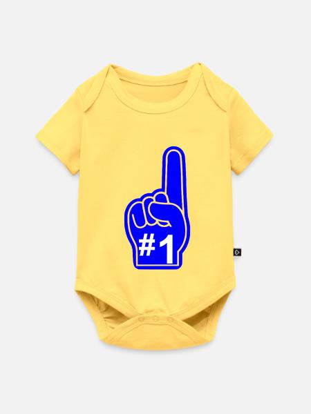 Aufkleber-Schaumfinger - Baby Premium Kurzarmbody - Pastellgelb