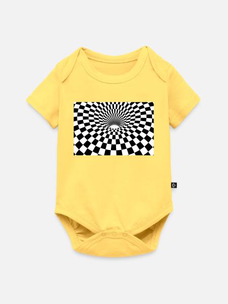 Hypnotischer karierter Tunnel - Baby Premium Kurzarmbody - Pastellgelb