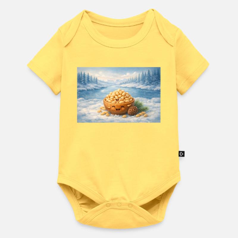 Pignons de pin - Body à manches courtes Premium Bébé - jaune pastel