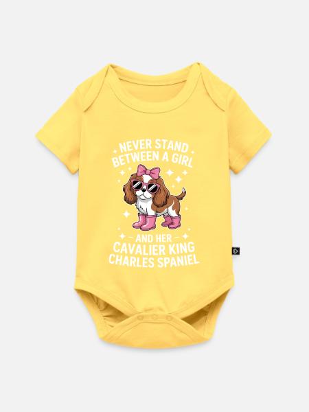 Cavalier King Charles Spaniel Geschenk - Baby Premium Kurzarmbody - Pastellgelb