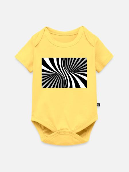 Illusionsspirale Schwarz-Weiß - Baby Premium Kurzarmbody - Pastellgelb