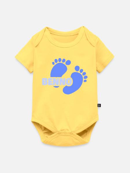 Geburt Benno - Baby Premium Kurzarmbody - Pastellgelb