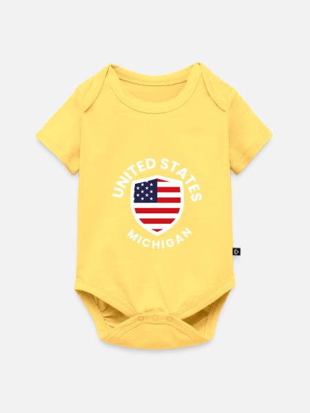 American Flag Shield Michigan - Baby Premium Kurzarmbody - Pastellgelb