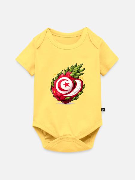 Tunesisches Fruchtherzmuster - Baby Premium Kurzarmbody - Pastellgelb