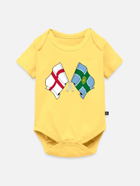 Derbyshire x England Flaggen - Baby Premium Kurzarmbody - Pastellgelb