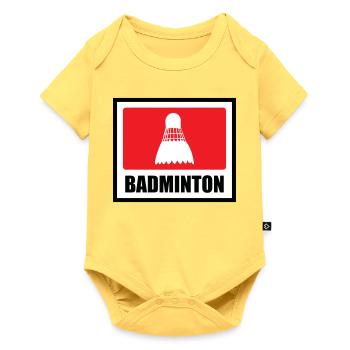 Badminton – Sport – Schläger - Baby Premium Kurzarmbody - Pastellgelb - Vorne