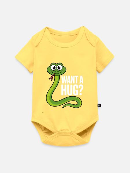 Will einen Umarmungs-Schlangen-Cartoon - Baby Premium Kurzarmbody - Pastellgelb