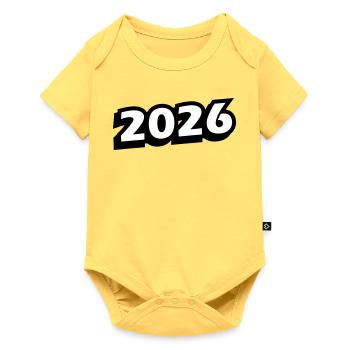 2026 year - Baby Premium short-sleeve bodysuit - sky yellow - Front