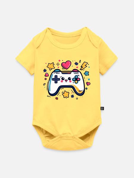 Kunterbunter Controller-Charme - Baby Premium Kurzarmbody - Pastellgelb