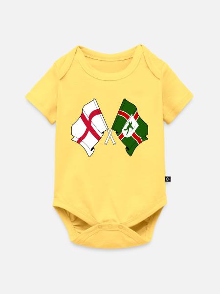 Nottinghamshire × England-Flaggen - Baby Premium Kurzarmbody - Pastellgelb