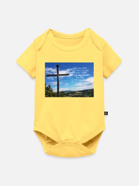 Kreuzweg über Berglandschaft - Baby Premium Kurzarmbody - Pastellgelb