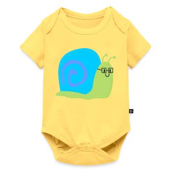 Schlaue Schnecke mit Brille – Kawaii Comic Style - Baby Premium Kurzarmbody - Pastellgelb - Vorne