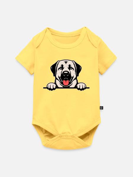 Kangal Namensschild farbig - Baby Premium Kurzarmbody - Pastellgelb