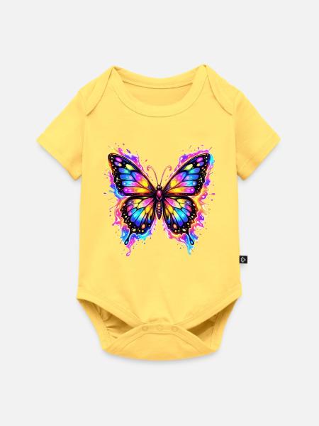 Schmetterling Neon - Baby Premium Kurzarmbody - Pastellgelb