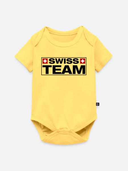 Team Swiss Schweiz - Baby Premium Kurzarmbody - Pastellgelb