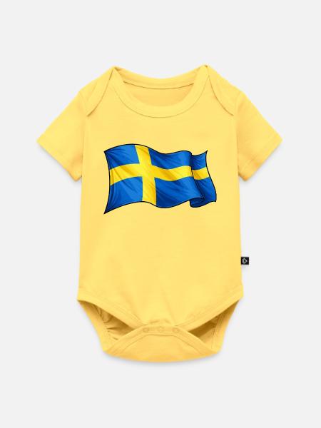 Schweden Fahne - Baby Premium Kurzarmbody - Pastellgelb