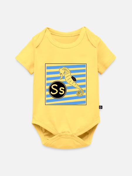 S wie Seepferdchen - Baby Premium Kurzarmbody - Pastellgelb
