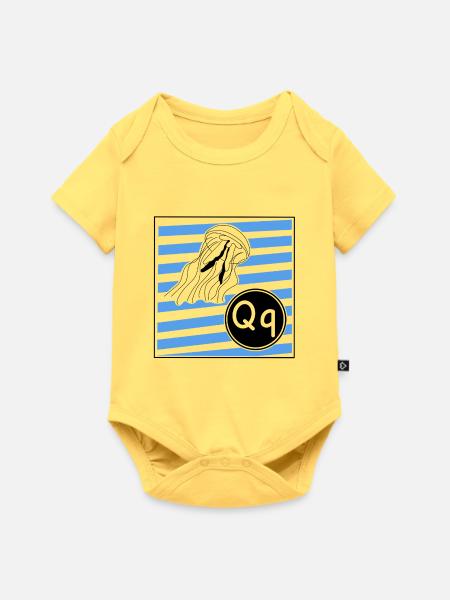 Q wie Qualle - Baby Premium Kurzarmbody - Pastellgelb