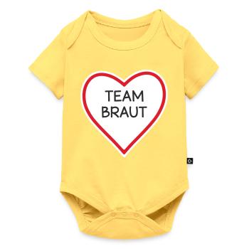 HerzTeam Brautdesign - Baby Premium Kurzarmbody - Pastellgelb - Vorne