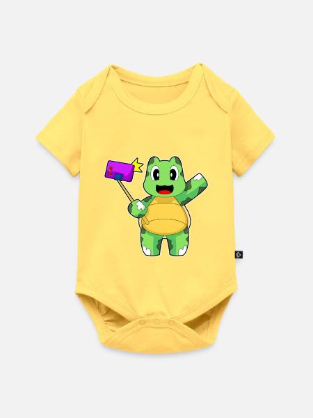 Schildkröte Smartphone - Baby Premium Kurzarmbody - Pastellgelb
