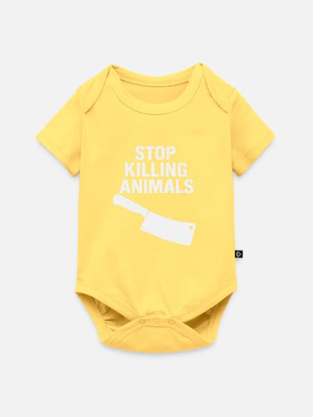 Stoppt Tierquälerei Statement - Baby Premium Kurzarmbody - Pastellgelb