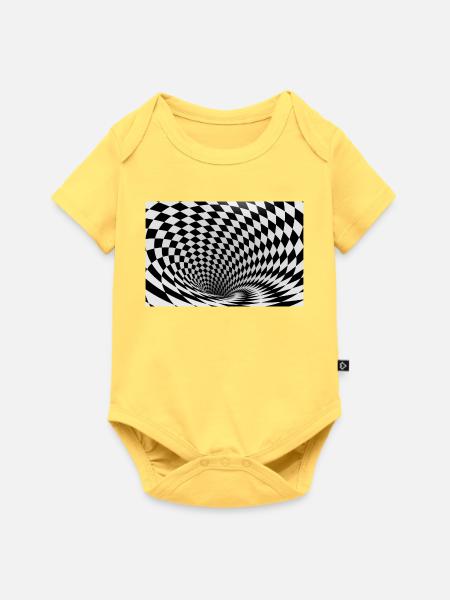 Hypnotischer Schwarz-Weiß-Wirbel - Baby Premium Kurzarmbody - Pastellgelb