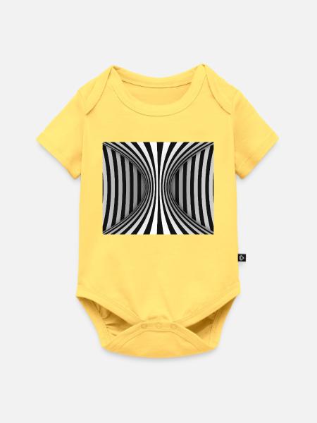 Optischer gestreifter Tunnel - Baby Premium Kurzarmbody - Pastellgelb