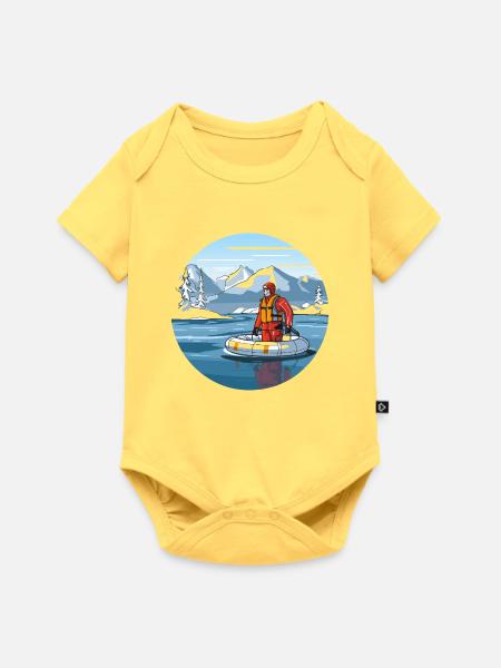 Alpine Rettungsfahrt im Eissee - Baby Premium Kurzarmbody - Pastellgelb