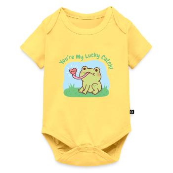 Cute Frog Catches Heart You Are My Lucky Catch - Baby Premium short-sleeve bodysuit - sky yellow - Front