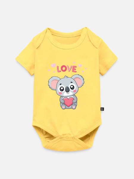 Koalaherz, süße Liebe, Pastell, - Baby Premium Kurzarmbody - Pastellgelb