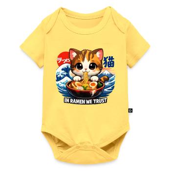 Cat in Ramen we trust - Baby Premium short-sleeve bodysuit - sky yellow - Front