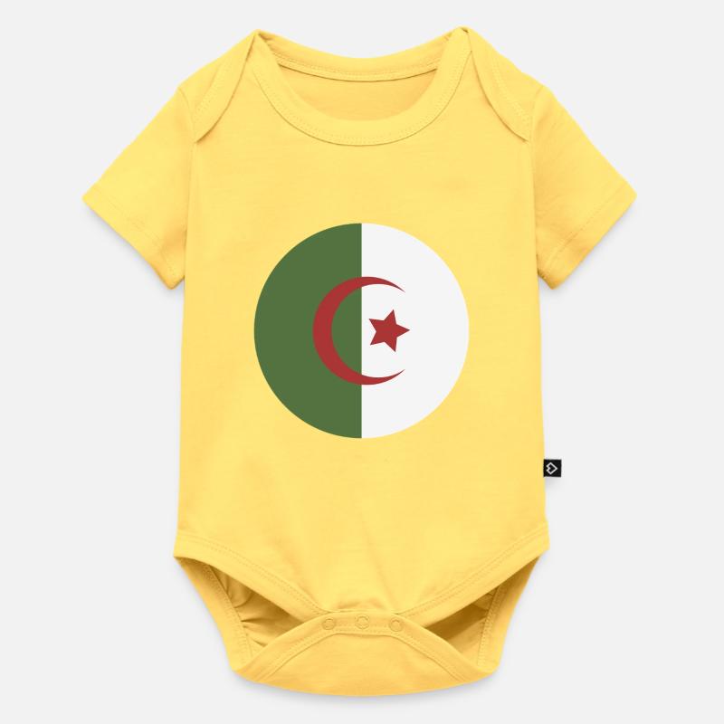 Drapeau rond d’Algérie - Body à manches courtes Premium Bébé - jaune pastel