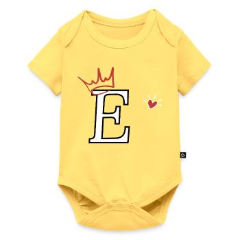 Buchstabe e Kronenherz - Baby Premium Kurzarmbody - Pastellgelb - Vorne